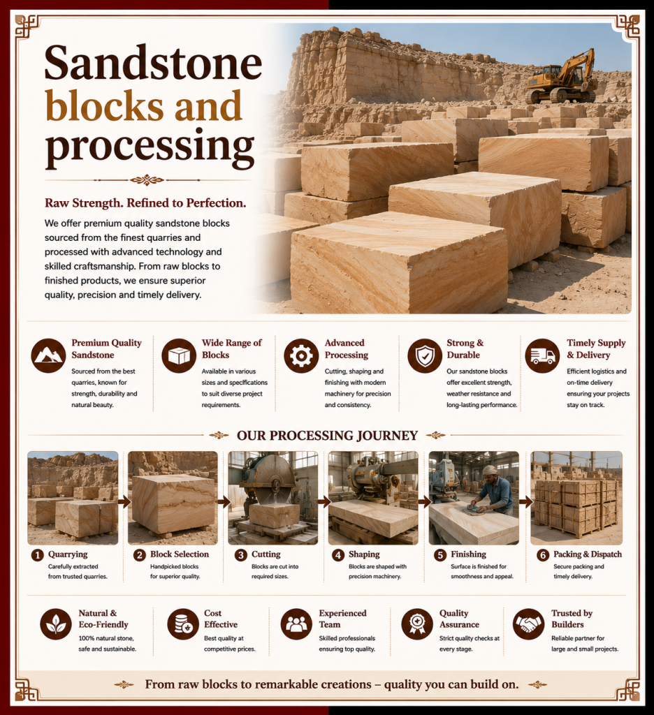 Sandstone blocks and processing