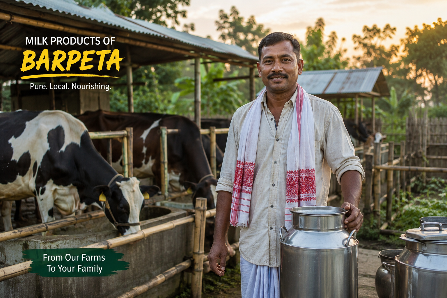 Dairy farmer producing milk in Barpeta Assam