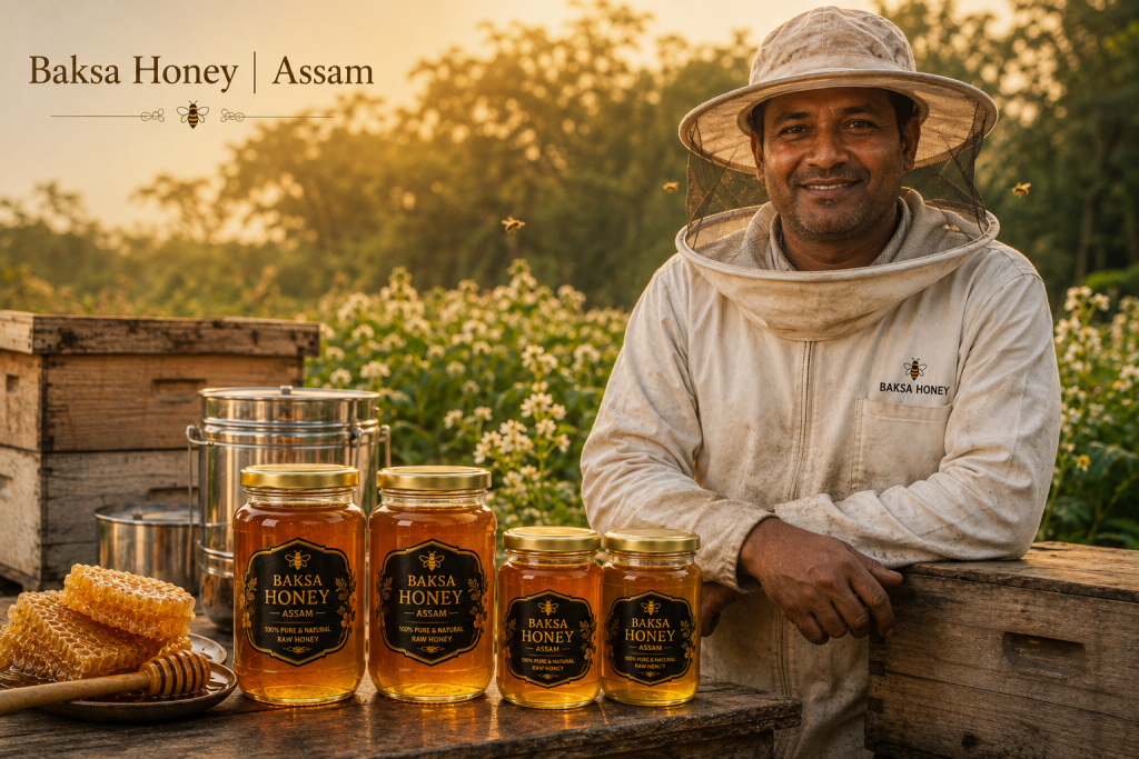 Baksa beekeeper and honey products in Assam