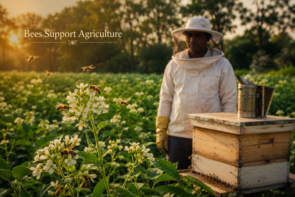 Honeybees pollinating crops in Baksa Assam