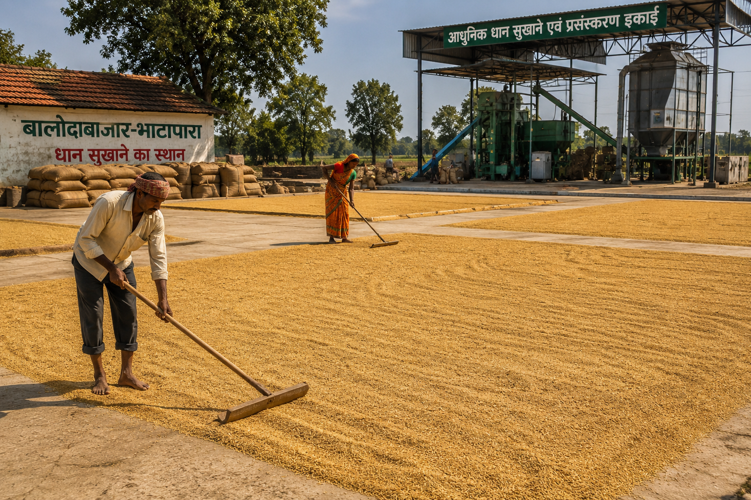 Rice paddy drying process in Chhattisgarh