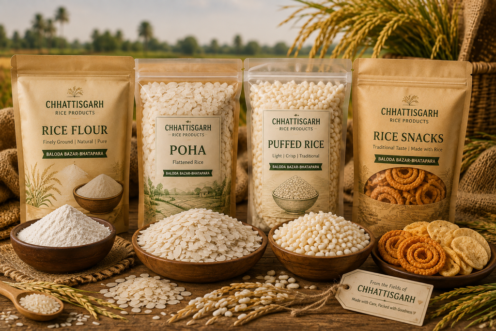 Packaged rice products from Baloda Bazar