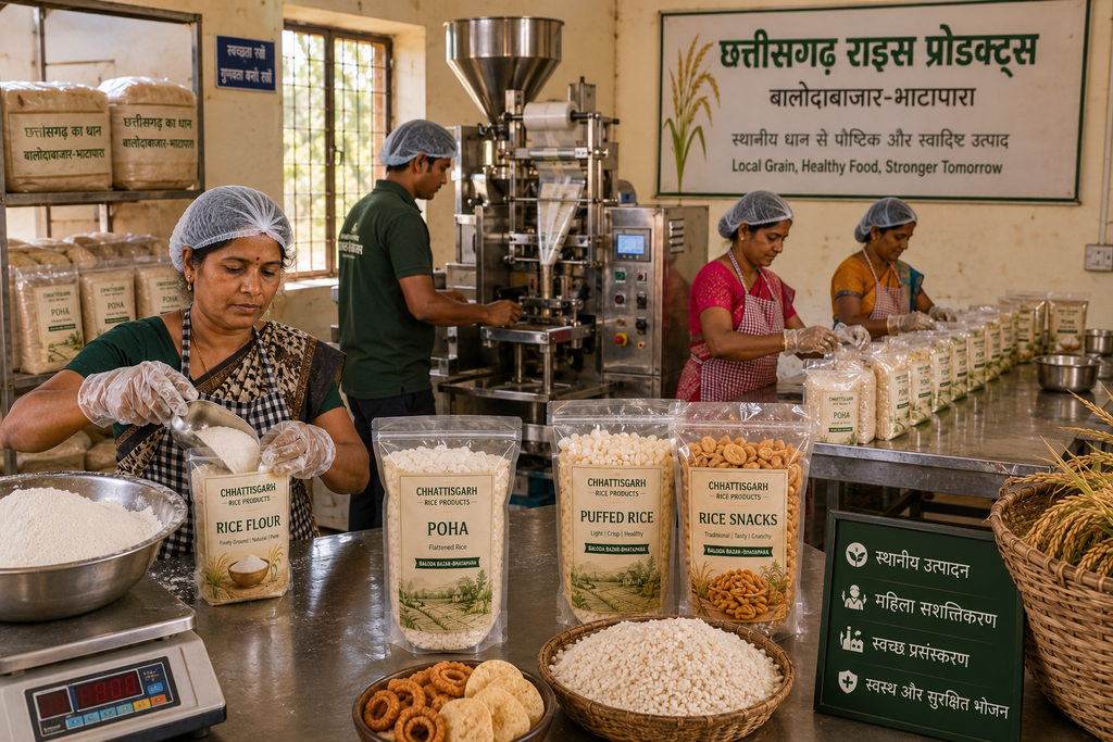 Packaged rice products from Baloda Bazar