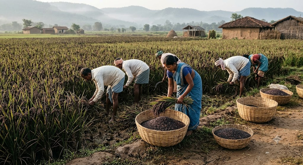 Black rice cultivation in Bilaspur Chhattisgarh